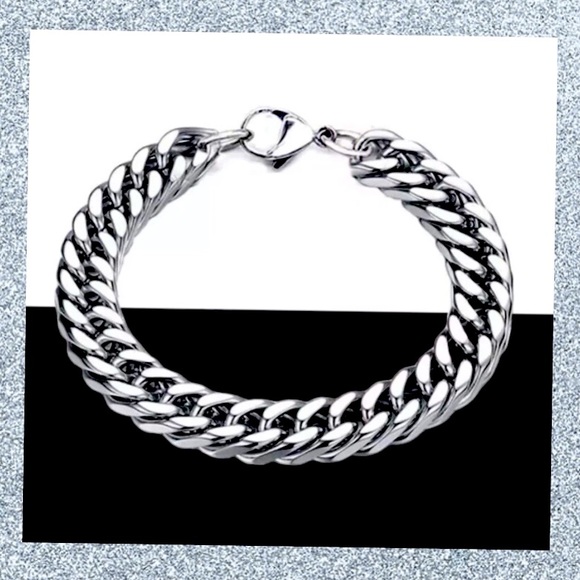 Other - New!! Men’s Solid Stainless Steel Cuban link Bracelet!